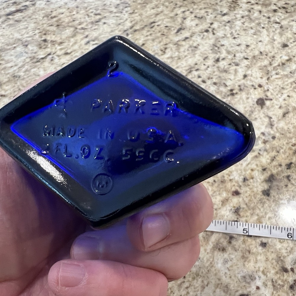 Parker Inkwell #59CC‎ Diamond Cobalt Blue Glass Bottle Jar Container 2 Ounce - Picture 7 of 7